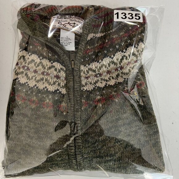 Heirloom Collectibles Womens L Nordic Fair Isle Jacket Full Zip Cardigan Sweater - Picture 16 of 16